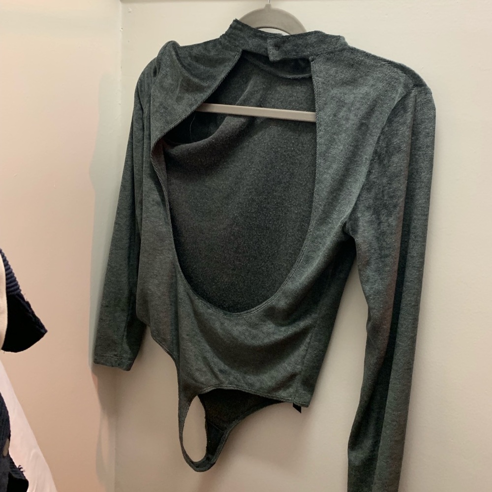 Grey Velvet open back body suit